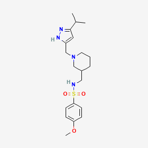 molecular formula C20H30N4O3S B6053318 N-({1-[(5-isopropyl-1H-pyrazol-3-yl)methyl]-3-piperidinyl}methyl)-4-methoxybenzenesulfonamide 