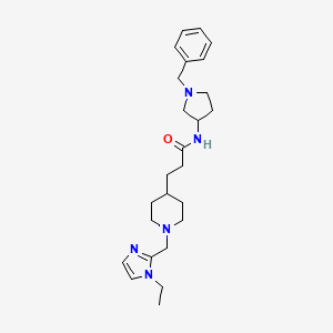 molecular formula C25H37N5O B6053366 N-(1-benzyl-3-pyrrolidinyl)-3-{1-[(1-ethyl-1H-imidazol-2-yl)methyl]-4-piperidinyl}propanamide 