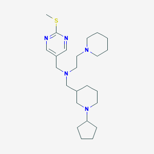 molecular formula C24H41N5S B6053368 N-[(1-cyclopentyl-3-piperidinyl)methyl]-N-{[2-(methylthio)-5-pyrimidinyl]methyl}-2-(1-piperidinyl)ethanamine 