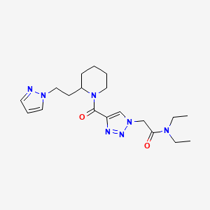 molecular formula C19H29N7O2 B6053470 N,N-diethyl-2-[4-[2-(2-pyrazol-1-ylethyl)piperidine-1-carbonyl]triazol-1-yl]acetamide 