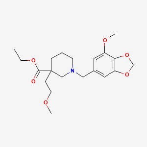 molecular formula C20H29NO6 B6053472 ethyl 1-[(7-methoxy-1,3-benzodioxol-5-yl)methyl]-3-(2-methoxyethyl)-3-piperidinecarboxylate 