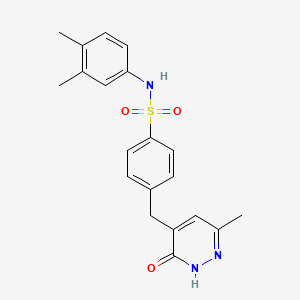 molecular formula C20H21N3O3S B6053496 N-(3,4-dimethylphenyl)-4-[(6-methyl-3-oxo-2,3-dihydropyridazin-4-yl)methyl]benzenesulfonamide 