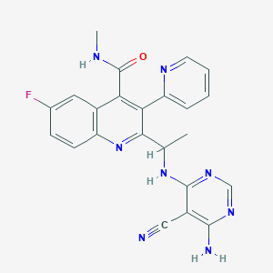 2-(1-(6-amino-5-cyanopyrimidin-4-ylamino)ethyl)-6-fluoro-N-methyl-3-(pyridin-2-yl)quinoline-4-carboxamide