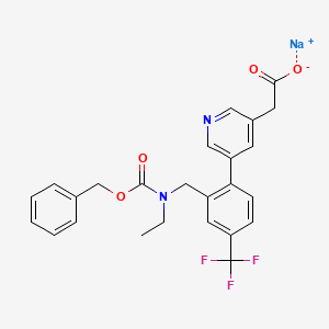 3-Pyridineacetic acid, 5-(2-((ethyl((phenylmethoxy)carbonyl)amino)methyl)-4-(trifluoromethyl)phenyl)-, sodium salt (1:1)