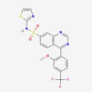 molecular formula C19H13F3N4O3S2 B605369 4-(2-methoxy-4-(trifluoromethyl)phenyl)-N-(thiazol-2-yl)quinazoline-7-sulfonamide CAS No. 1443373-17-8
