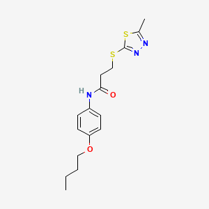 molecular formula C16H21N3O2S2 B6053771 N-(4-butoxyphenyl)-3-[(5-methyl-1,3,4-thiadiazol-2-yl)sulfanyl]propanamide 