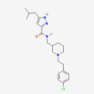 molecular formula C23H33ClN4O B6053827 N-[[1-[2-(4-chlorophenyl)ethyl]piperidin-3-yl]methyl]-N-methyl-5-(2-methylpropyl)-1H-pyrazole-3-carboxamide 