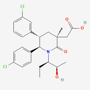molecular formula C25H29Cl2NO4 B605387 2-[(3S,5S,6R)-5-(3-氯苯基)-6-(4-氯苯基)-1-[(2R,3R)-2-羟基戊烷-3-基]-3-甲基-2-氧代哌啶-3-基]乙酸 CAS No. 1352064-70-0