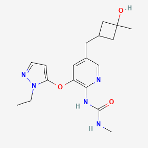 molecular formula C18H25N5O3 B605389 1-[3-(2-Ethylpyrazol-3-yl)oxy-5-[(3-hydroxy-3-methylcyclobutyl)methyl]pyridin-2-yl]-3-methylurea CAS No. 1442677-18-0