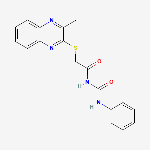 molecular formula C18H16N4O2S B605393 3-{2-[(3-Methylquinoxalin-2-yl)sulfanyl]acetyl}-1-phenylurea CAS No. 1797967-45-3