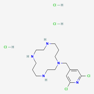 molecular formula C16H30Cl5N5 B605396 1,4,8,11-Tetraazacyclotetradecane, 1-((2,6-dichloro-4-pyridinyl)methyl)-, trihydrochloride CAS No. 255382-96-8