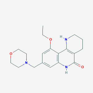 molecular formula C19H25N3O3 B605398 Benzo(H)-1,6-naphthyridin-5(1H)-one, 10-ethoxy-2,3,4,6-tetrahydro-8-(4-morpholinylmethyl)- CAS No. 1227156-72-0