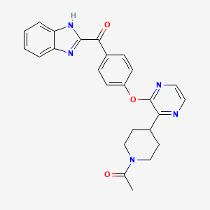 molecular formula C25H23N5O3 B605410 4-(3-(1-Acetylpiperidine-4-yl)pyrazine-2-yloxy)phenyl(1H-benzoimidazole-2-yl)methanone CAS No. 1227067-61-9