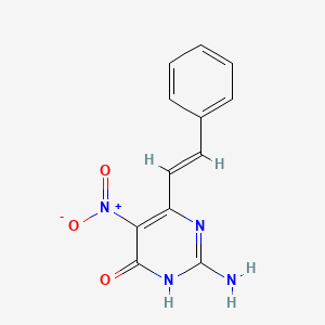 molecular formula C12H10N4O3 B6054109 2-amino-5-nitro-6-(2-phenylvinyl)-4-pyrimidinol 