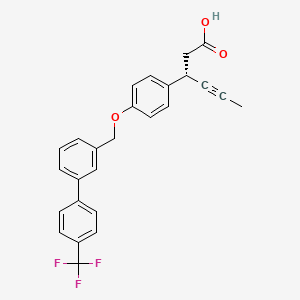 molecular formula C26H21F3O3 B605415 (S)-3-(4-((4'-(Trifluoromethyl)-[1,1'-biphenyl]-3-yl)methoxy)phenyl)hex-4-ynoic acid CAS No. 865231-46-5
