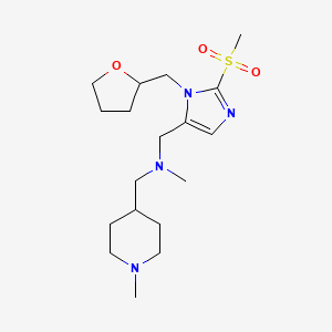 molecular formula C18H32N4O3S B6054264 N-methyl-1-(1-methylpiperidin-4-yl)-N-[[2-methylsulfonyl-3-(oxolan-2-ylmethyl)imidazol-4-yl]methyl]methanamine 