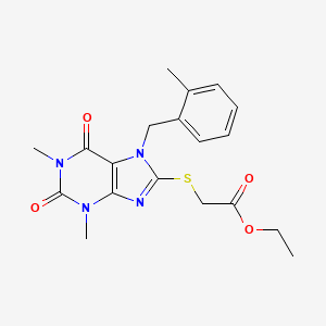 molecular formula C19H22N4O4S B6054319 ETHYL 2-({1,3-DIMETHYL-7-[(2-METHYLPHENYL)METHYL]-2,6-DIOXO-2,3,6,7-TETRAHYDRO-1H-PURIN-8-YL}SULFANYL)ACETATE 