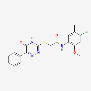 molecular formula C19H17ClN4O3S B6054451 N-(4-chloro-2-methoxy-5-methylphenyl)-2-[(5-oxo-6-phenyl-4H-1,2,4-triazin-3-yl)sulfanyl]acetamide 
