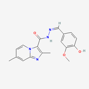 molecular formula C18H18N4O3 B6054496 N'-[(Z)-(4-Hydroxy-3-methoxyphenyl)methylidene]-2,7-dimethylimidazo[1,2-A]pyridine-3-carbohydrazide 