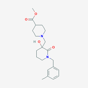 molecular formula C21H30N2O4 B6054703 Methyl 1-[[3-hydroxy-1-[(3-methylphenyl)methyl]-2-oxopiperidin-3-yl]methyl]piperidine-4-carboxylate 
