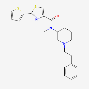 molecular formula C22H25N3OS2 B6054749 N-methyl-N-[1-(2-phenylethyl)piperidin-3-yl]-2-thiophen-2-yl-1,3-thiazole-4-carboxamide 