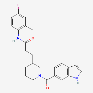 molecular formula C24H26FN3O2 B6054757 N-(4-fluoro-2-methylphenyl)-3-[1-(1H-indole-6-carbonyl)piperidin-3-yl]propanamide 