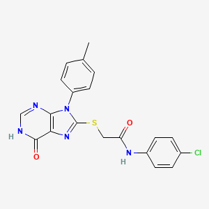 molecular formula C20H16ClN5O2S B6054844 N-(4-chlorophenyl)-2-{[9-(4-methylphenyl)-6-oxo-6,9-dihydro-1H-purin-8-yl]sulfanyl}acetamide 