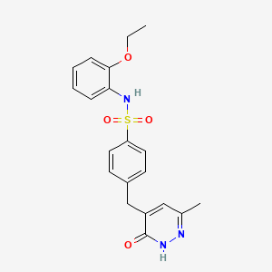 molecular formula C20H21N3O4S B6054887 N-(2-ethoxyphenyl)-4-[(6-methyl-3-oxo-2,3-dihydropyridazin-4-yl)methyl]benzenesulfonamide 