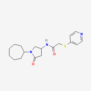 molecular formula C18H25N3O2S B6054960 N-(1-cycloheptyl-5-oxopyrrolidin-3-yl)-2-pyridin-4-ylsulfanylacetamide 
