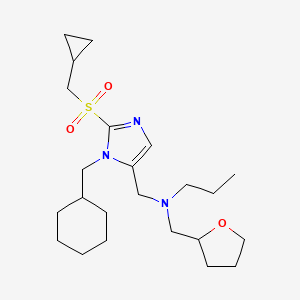 molecular formula C23H39N3O3S B6054983 N-[[3-(cyclohexylmethyl)-2-(cyclopropylmethylsulfonyl)imidazol-4-yl]methyl]-N-(oxolan-2-ylmethyl)propan-1-amine 
