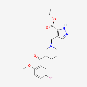 molecular formula C20H24FN3O4 B6055039 ethyl 4-[[3-(5-fluoro-2-methoxybenzoyl)piperidin-1-yl]methyl]-1H-pyrazole-5-carboxylate 