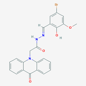 molecular formula C23H18BrN3O4 B6055053 N'-[(E)-(5-Bromo-2-hydroxy-3-methoxyphenyl)methylidene]-2-(9-oxo-9,10-dihydroacridin-10-YL)acetohydrazide 