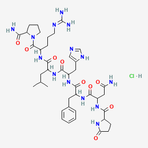 molecular formula C41H60N14O9 B605516 H-DL-Pyr-DL-Asn-DL-Phe-DL-His-DL-Leu-DL-Arg-DL-Pro-NH2.HCl CAS No. 149471-13-6