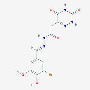 molecular formula C13H12BrN5O5 B6055215 N'-[(E)-(3-bromo-4-hydroxy-5-methoxyphenyl)methylidene]-2-(3,5-dioxo-2,3,4,5-tetrahydro-1,2,4-triazin-6-yl)acetohydrazide 