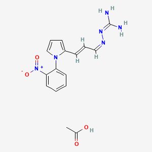 molecular formula C16H18N6O4 B605523 acetic acid;2-[(Z)-[(E)-3-[1-(2-nitrophenyl)pyrrol-2-yl]prop-2-enylidene]amino]guanidine CAS No. 959850-74-9