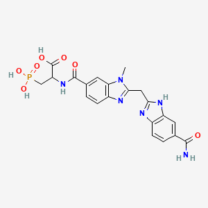 molecular formula C21H21N6O7P B605531 丙氨酸，N-[[2-[[5-(氨基羰基)-1H-苯并咪唑-2-基]甲基]-1-甲基-1H-苯并咪唑-6-基]羰基]-3-膦酰- CAS No. 263870-19-5