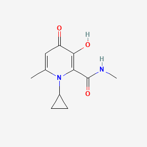 molecular formula C11H14N2O3 B605539 2-Pyridinecarboxamide, 1-cyclopropyl-1,4-dihydro-3-hydroxy-N,6-dimethyl-4-oxo- CAS No. 887774-94-9