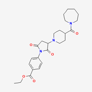 molecular formula C25H33N3O5 B6055405 ETHYL 4-{3-[4-(AZEPANE-1-CARBONYL)PIPERIDIN-1-YL]-2,5-DIOXOPYRROLIDIN-1-YL}BENZOATE 