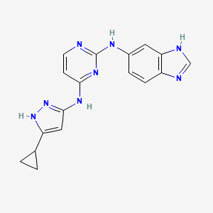 molecular formula C17H16N8 B605552 N~2~-1h-Benzimidazol-5-Yl-N~4~-(3-Cyclopropyl-1h-Pyrazol-5-Yl)pyrimidine-2,4-Diamine CAS No. 1216665-49-4