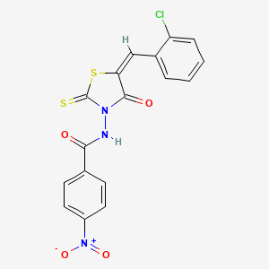 molecular formula C17H10ClN3O4S2 B6055677 N-[(5E)-5-[(2-chlorophenyl)methylidene]-4-oxo-2-sulfanylidene-1,3-thiazolidin-3-yl]-4-nitrobenzamide 