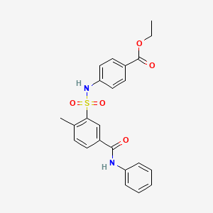 molecular formula C23H22N2O5S B6055731 Ethyl 4-[[2-methyl-5-(phenylcarbamoyl)phenyl]sulfonylamino]benzoate 