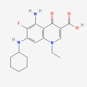 molecular formula C18H22FN3O3 B605605 5-Amino-7-(cyclohexylamino)-1-ethyl-6-fluoro-4-oxo-1,4-dihydroquinoline-3-carboxylic acid CAS No. 836620-48-5