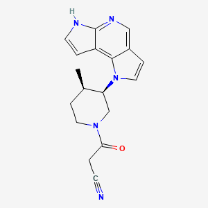 molecular formula C18H19N5O B605612 3-((3R,4R)-3-(Dipyrrolo[2,3-b:2',3'-d]pyridin-1(6H)-yl)-4-methylpiperidin-1-yl)-3-oxopropanenitrile CAS No. 1251906-10-1