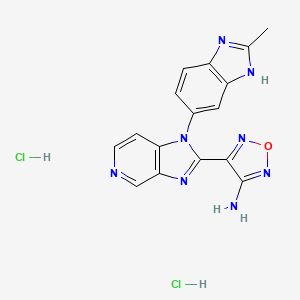 molecular formula C16H14Cl2N8O B605613 4-[1-(2-methyl-1H-benzimidazol-6-yl)-1H-imidazo[4,5-c]pyridin-2-yl]-1,2,5-oxadiazol-3-amine, dihydrochloride CAS No. 2241300-51-4