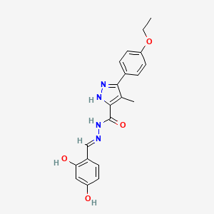molecular formula C20H20N4O4 B6056357 N-[(E)-(2,4-dihydroxyphenyl)methylideneamino]-3-(4-ethoxyphenyl)-4-methyl-1H-pyrazole-5-carboxamide 