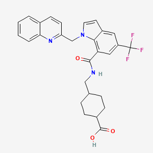 4-[[[1-(Quinolin-2-ylmethyl)-5-(trifluoromethyl)indole-7-carbonyl]amino]methyl]cyclohexane-1-carboxylic acid