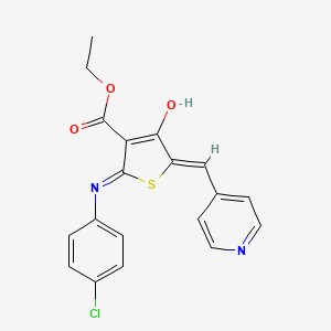 molecular formula C19H15ClN2O3S B6056400 ethyl (5Z)-2-[(4-chlorophenyl)amino]-4-oxo-5-(pyridin-4-ylmethylidene)-4,5-dihydrothiophene-3-carboxylate 