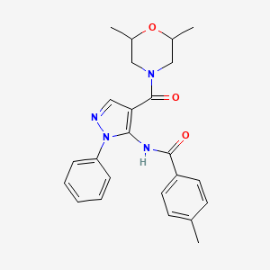 molecular formula C24H26N4O3 B6056463 N-{4-[(2,6-dimethylmorpholin-4-yl)carbonyl]-1-phenyl-1H-pyrazol-5-yl}-4-methylbenzamide 