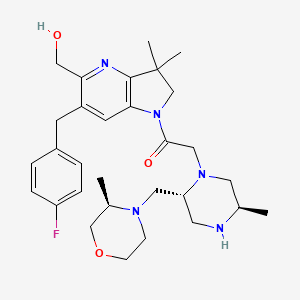1-(6-(4-fluorobenzyl)-5-(hydroxymethyl)-3,3-dimethyl-2,3-dihydro-1H-pyrrolo[3,2-b]pyridin-1-yl)-2-((2R,5R)-5-methyl-2-(((R)-3-methylmorpholino)methyl)piperazin-1-yl)ethan-1-one