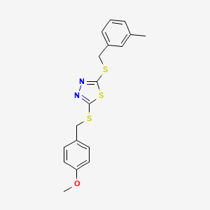 molecular formula C18H18N2OS3 B6056580 2-[(4-Methoxybenzyl)sulfanyl]-5-[(3-methylbenzyl)sulfanyl]-1,3,4-thiadiazole 